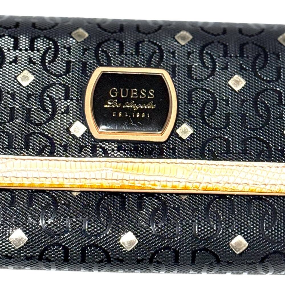 Guess Glam Wallet - Black Cream - Studded Sparkly & Classy w/ Many Pockets! - Picture 3 of 9